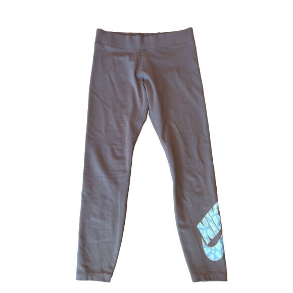Nike Sportswear Leggings Womens Medium Tan Brown Logo Print Camo Full Length - Picture 1 of 9